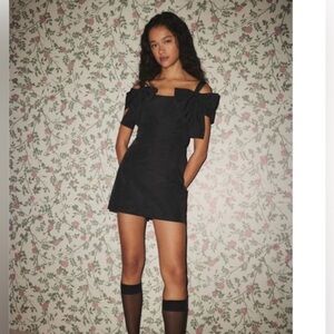 New Urban Outfitters Kimchi Blue Monet Bow Strap Mini Dress in Black XS